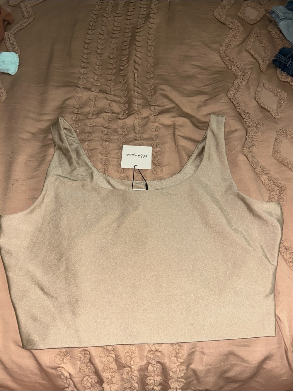 Revamped Beige Crop Tank Top